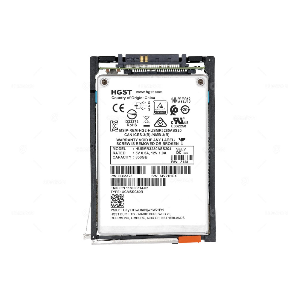 5052338 EMC 800GB 2.5 SFF 12G SAS CACHE SSD FOR DATADOMAIN 005052338, 0B35123, 118000314-02, HUSMR3280ASS204